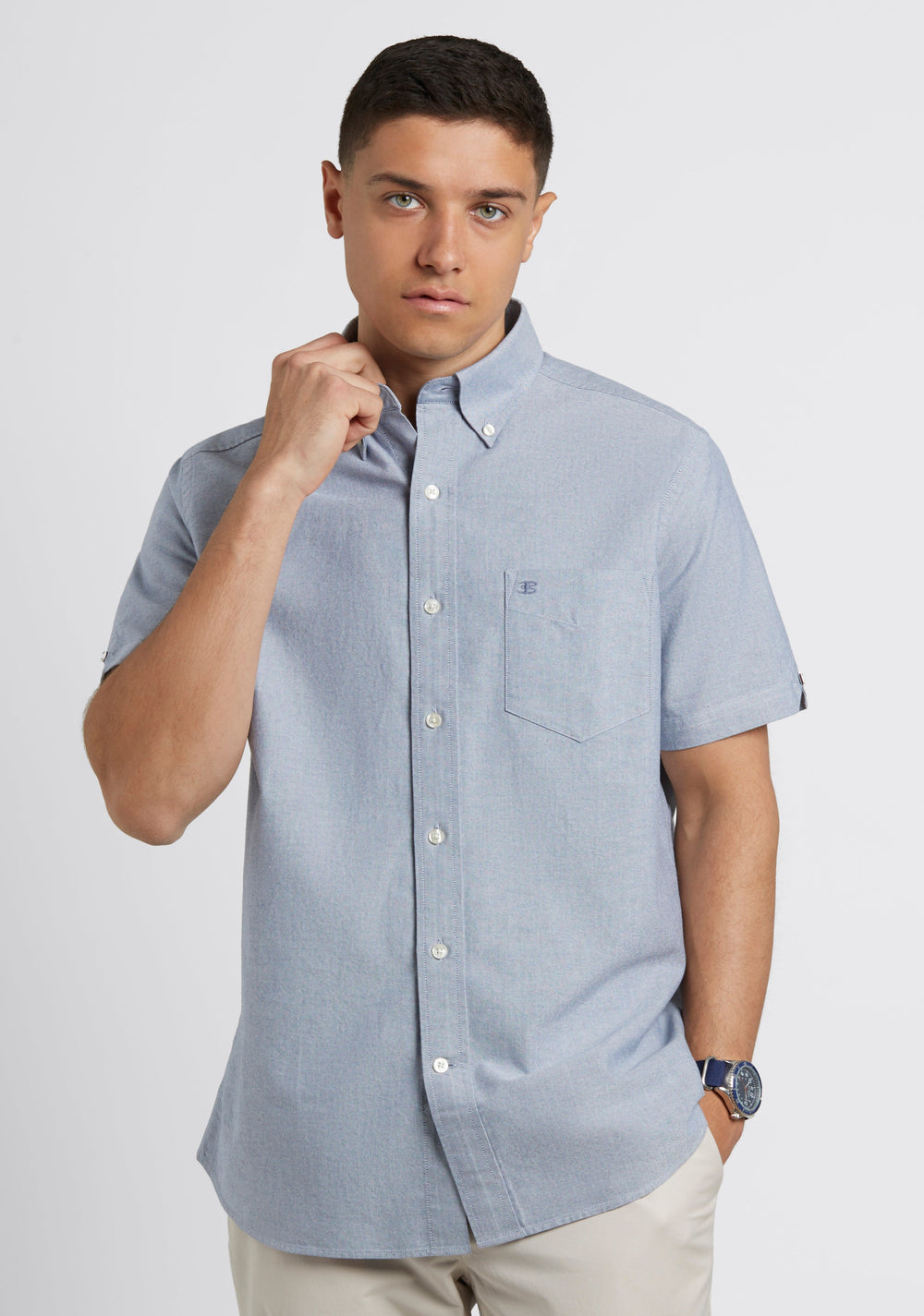 Chemises Ben Sherman Short Sleeve Brighton Oxford Organic Bleu Marine | XES-23738854